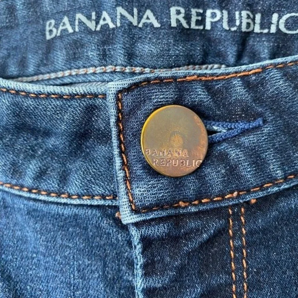 Banana Republic Skinny Fit Mid Rise Dark Wash Orange Stitch Jeans - Women's 28
